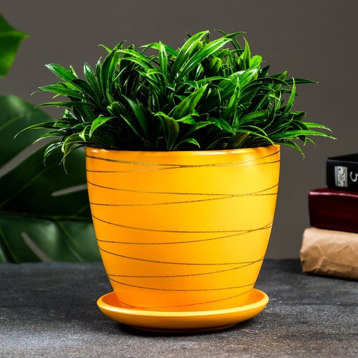 Горшок цветочный Горшок цветочный "Магнолия" жёлтый, 1,4 л