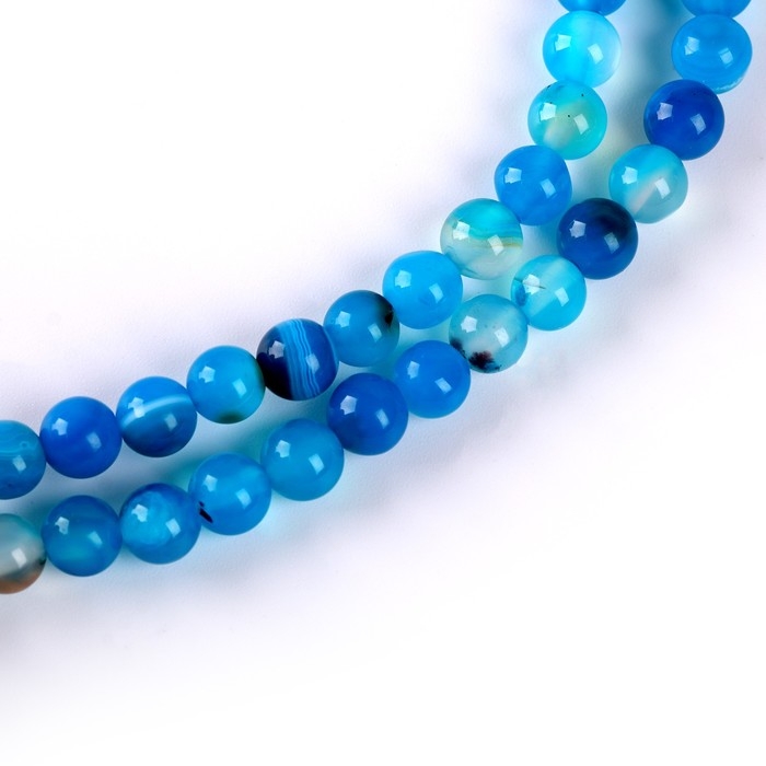 Бусины из натурального камня «Голубой агат» набор 58 шт., размер 1 шт. — 6 мм Бусины из натурального камня «Голубой агат» набор 58 шт., размер 1 шт. — 6 мм