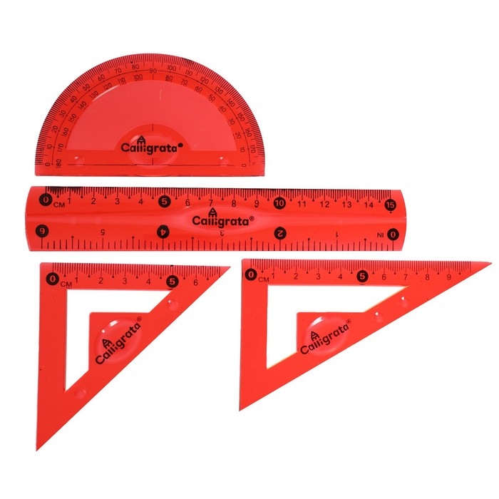 Набор геометрический, силиконовый, гибкий: линейка 15 см, 2 угольника, транспортир, МИКС Набор геометрический, силиконовый, гибкий: линейка 15 см, 2 угольника, транспортир, МИКС
