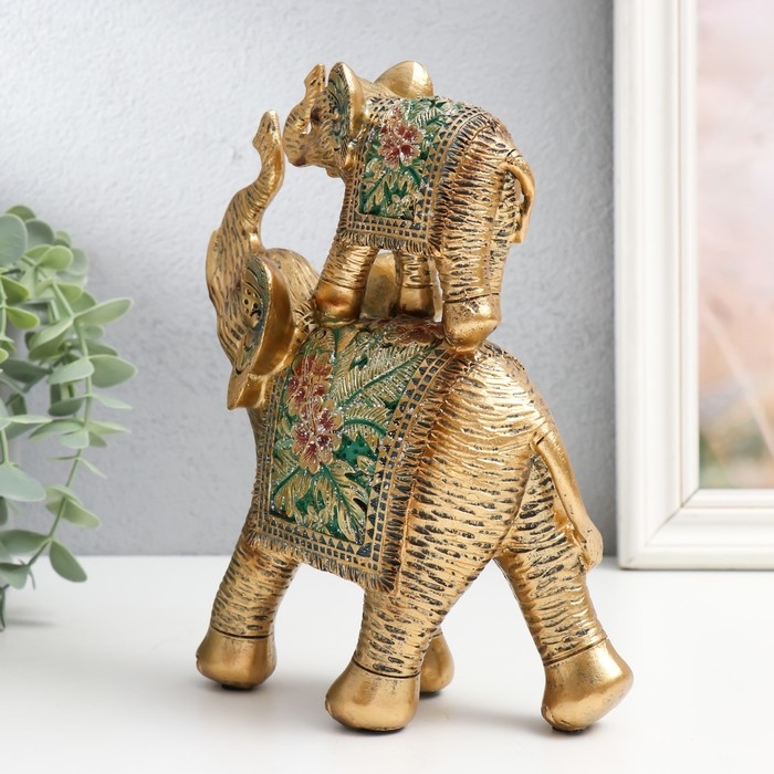 Сувенир полистоун Сувенир полистоун "Слон со слонёнком на спине - Экзотические цветы" 16х6,5х20,5 см