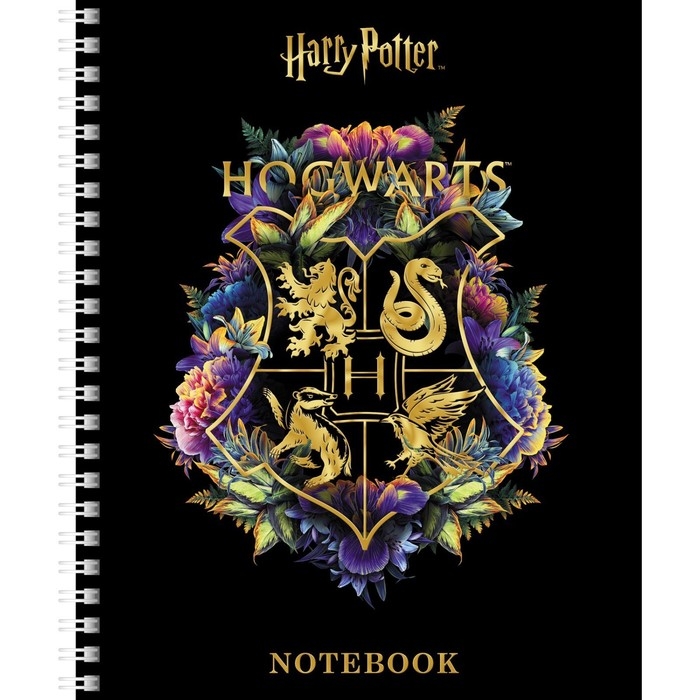 Тетрадь 48 листов в клетку на гребне Тетрадь 48 листов в клетку на гребне "Гарри Поттер", обложка мелованный картон, матовая ламинация, 3D фольга, блок офсет, 4 вида МИКС
