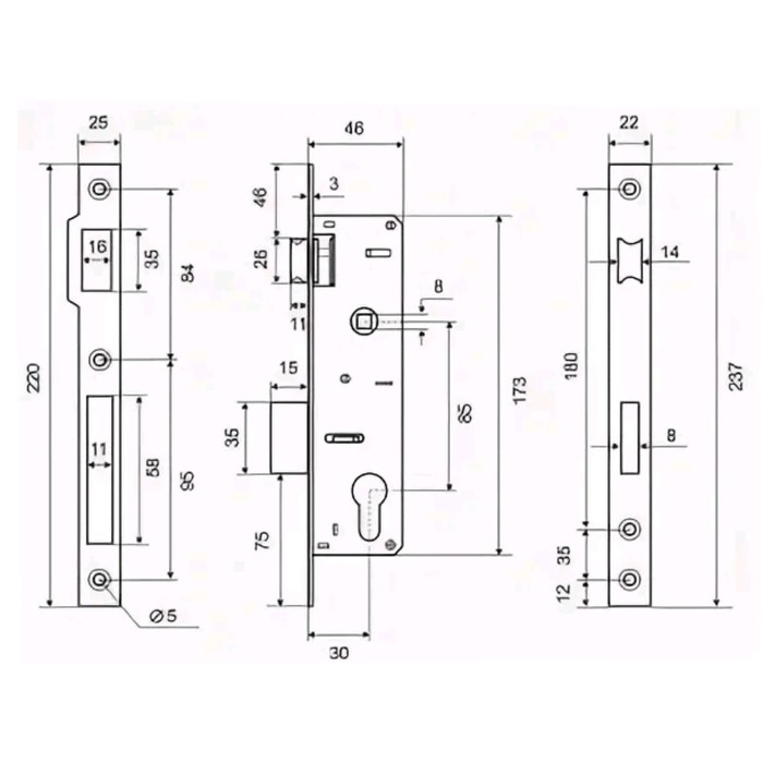 Корпус замка PALLADIUM 0153, 30 мм, цвет латунь Корпус замка PALLADIUM 0153, 30 мм, цвет латунь