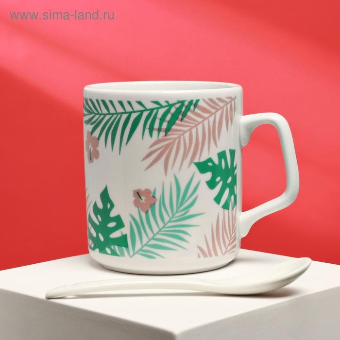 Кружка керамическая с ложкой «Мама, я тебя очень люблю», 350 мл МИКС