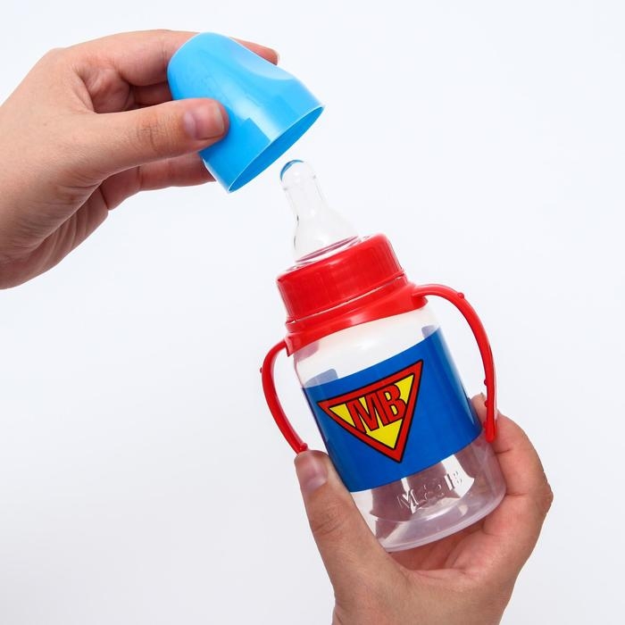 Бутылочка для кормления Super baby, классическое горло, от 0 мес, 150 мл., цилиндр, с ручками Бутылочка для кормления Super baby, классическое горло, от 0 мес, 150 мл., цилиндр, с ручками