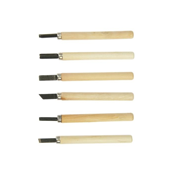 Набор резцов по дереву ТУНДРА, деревянная рукоятка, 6 шт. Набор резцов по дереву ТУНДРА, деревянная рукоятка, 6 шт.