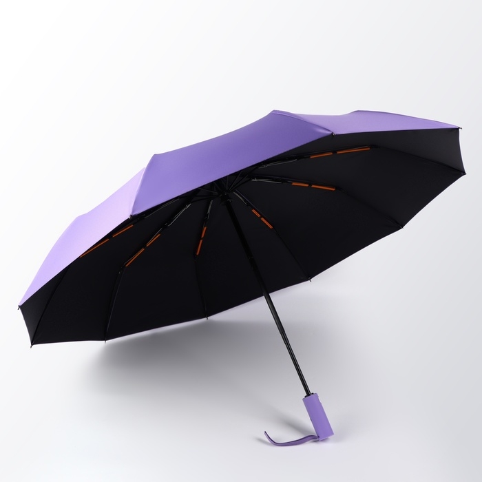 Зонт автоматический «Однотон», 3 сложения, 10 спиц, R = 51/58 см, D = 116 см, цвет фиолетовый Зонт автоматический «Однотон», 3 сложения, 10 спиц, R = 51/58 см, D = 116 см, цвет фиолетовый