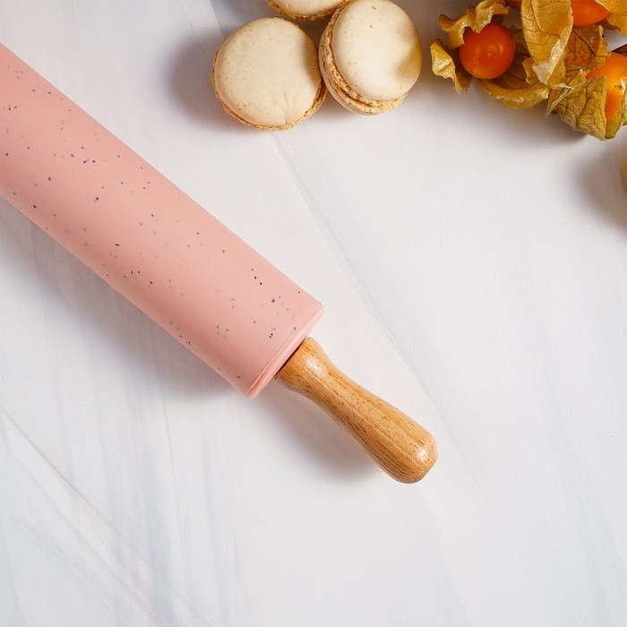 Скалка Доляна «Конфетти», 30×4,3 см, рабочая часть 17 см, цвет розовый Скалка Доляна «Конфетти», 30×4,3 см, рабочая часть 17 см, цвет розовый