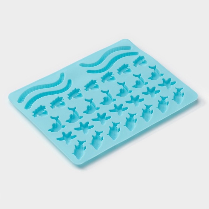 Форма для мармелада Доляна «Морские сладости», силикон, 22,3×17,2 см, 32 ячейки (2,7×2 см), цвет голубой Форма для мармелада Доляна «Морские сладости», силикон, 22,3×17,2 см, 32 ячейки (2,7×2 см), цвет голубой