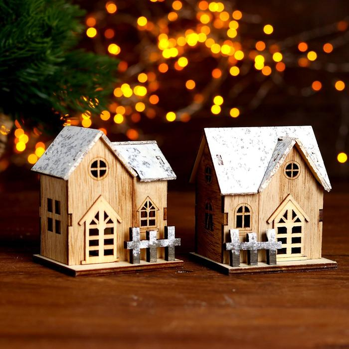 Световой декор настольный «Домики» 9,5 см, МИКС Световой декор настольный «Домики» 9,5 см, МИКС