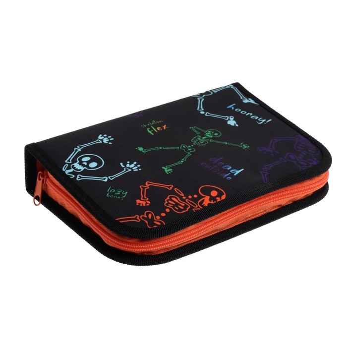 Пенал 3 секции, вкладка внутри, 140 х 210 х 40 мм, тканевый, Calligrata TOP Block Пенал 3 секции, вкладка внутри, 140 х 210 х 40 мм, тканевый, Calligrata TOP Block "Скелетики"