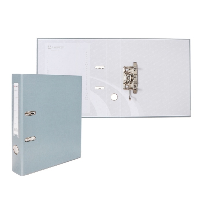 Папка-регистратор А4, 50 мм, Calligrata, ПВХ, тиснение Папка-регистратор А4, 50 мм, Calligrata, ПВХ, тиснение "лен", металлическая окантовка, карман на корешок, собранная, серая, микс