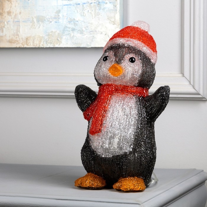 Фигура акриловая «Пингвин» 30 см, 40 LED, 220 В, свечение белое Фигура акриловая «Пингвин» 30 см, 40 LED, 220 В, свечение белое