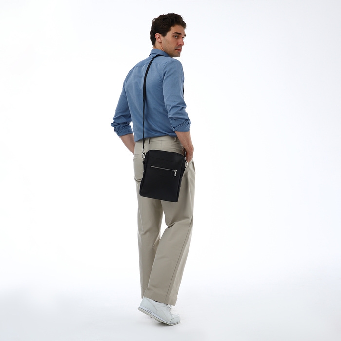 Сумка мужская через плечо TEXTURA, искусственная кожа, цвет чёрный Сумка мужская через плечо TEXTURA, искусственная кожа, цвет чёрный