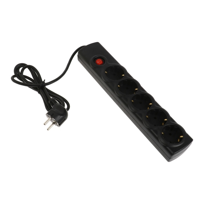 Сетевой фильтр Luazon Lighting, 5 розеток, 1,5 м, 2200 Вт, 3х0.75 мм2, 10 A, 220 В, c предохранителем, черный Сетевой фильтр Luazon Lighting, 5 розеток, 1,5 м, 2200 Вт, 3х0.75 мм2, 10 A, 220 В, c предохранителем, черный