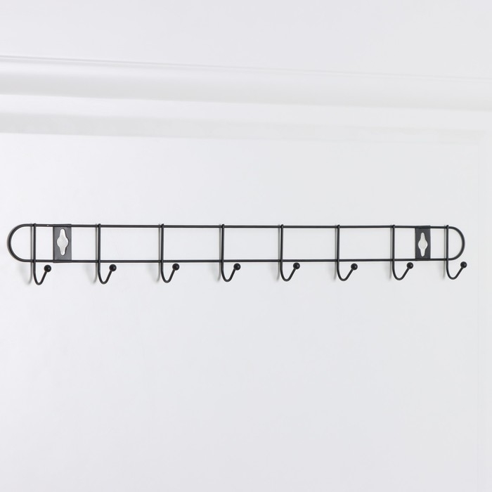 Вешалка настенная Доляна «Лайт», 8 крючков, 43×5×3 см, чёрная Вешалка настенная Доляна «Лайт», 8 крючков, 43×5×3 см, чёрная