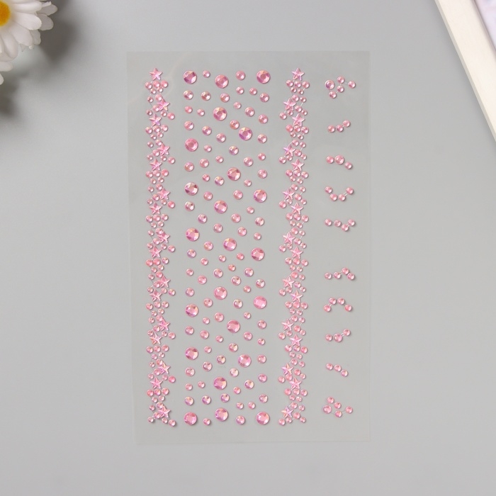 Наклейка пластик стразы "Звёздная дорога" розовая 22,5х11,5 см