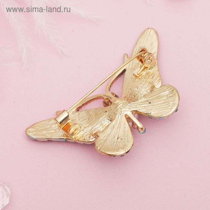 Брошь &laquo;Бабочка с жемчужинкой&raquo;, цветная в золоте