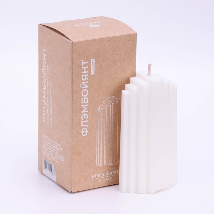 Свеча-цилиндр  Свеча-цилиндр "Небоскрёб", 3,7х11,5 см, пальмовый воск, белая, 6 ч Sima Home