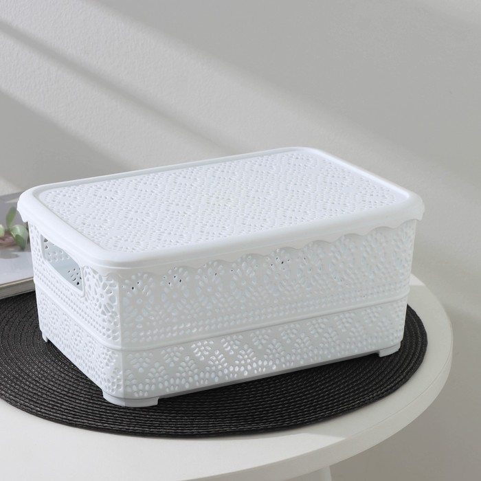 Контейнер для хранения с крышкой «Ажур», пластик, 26×19×11,5 см, цвет МИКС Контейнер для хранения с крышкой «Ажур», пластик, 26×19×11,5 см, цвет МИКС