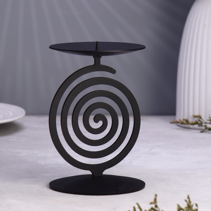 Подсвечник Подсвечник "Спираль" 11х10х16см, чёрный
