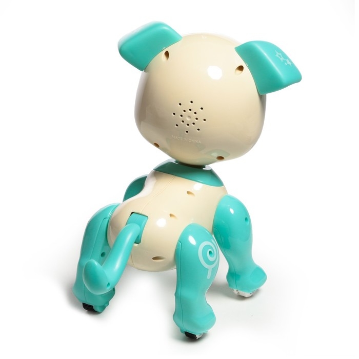 Робот собака «Питомец» IQ BOT, на пульте управления, интерактивный: звук, свет, на батарейках, голубой