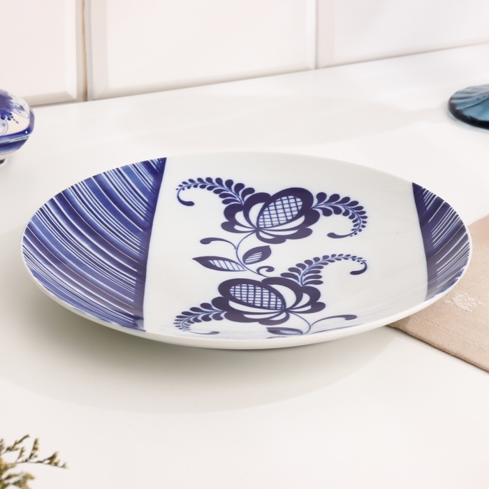 Тарелка Тарелка "Романс цветок", д-240мм, нео гжель