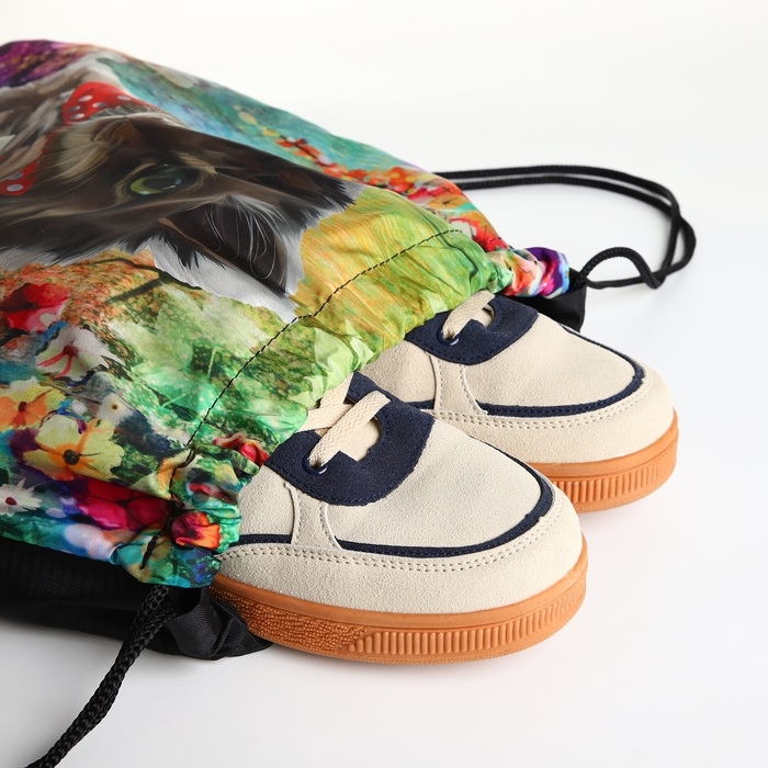 Мешок для обуви на шнурке, цвет зелёный/разноцветный Мешок для обуви на шнурке, цвет зелёный/разноцветный