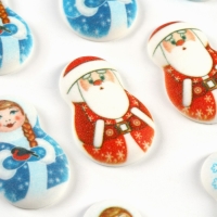 Новый год! Посыпка медальоны сахарная с картинкой микс: &laquo;Дед Мороз и Снегурочка&raquo;, для декора капкейков, торта, напитков, 20 гр