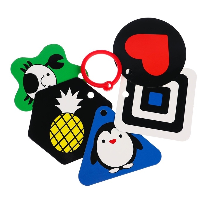 Развивающая игрушка по методике Г. Домана карточки на кольце  Развивающая игрушка по методике Г. Домана карточки на кольце "Цвета" 5шт, Крошка Я