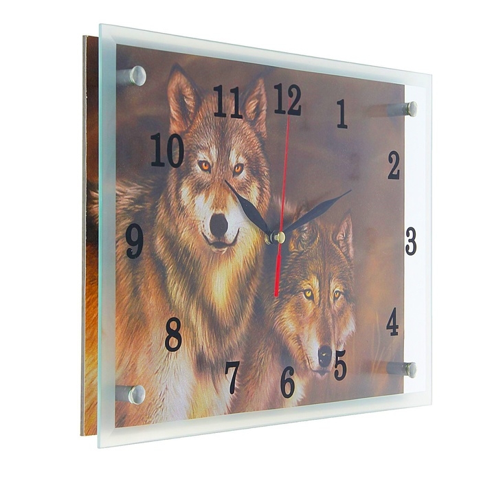 Часы-картина настенные, интерьерные  Часы-картина настенные, интерьерные "Волки" бесшумные, 25 х 35 см