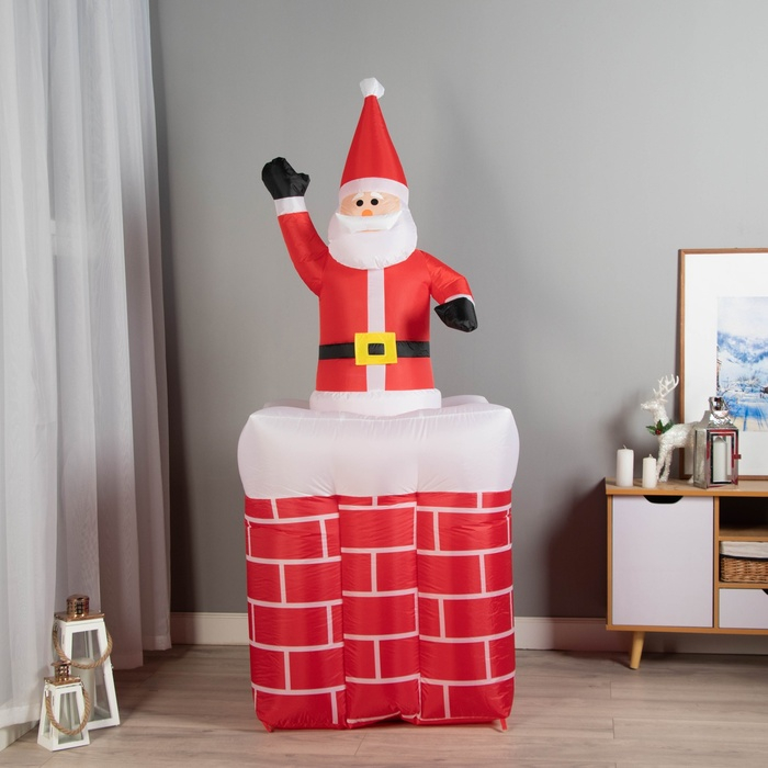 Надувная фигура  Надувная фигура "Дед Мороз" вылезает из трубы, 150 см