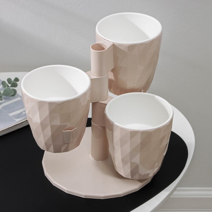 Кашпо многоярусное Ruby «Каскад», 3 шт, 1 л, цвет пудровый Кашпо многоярусное Ruby «Каскад», 3 шт, 1 л, цвет пудровый