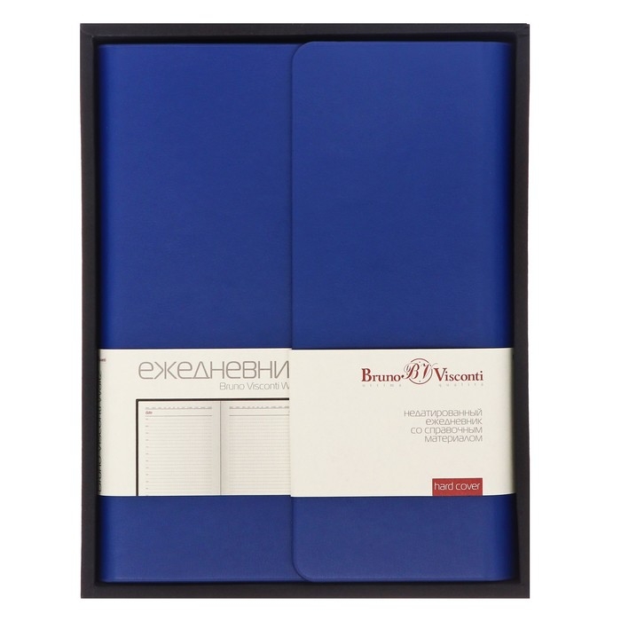 Ежедневник недатированный А5, 136 листов Waltz, твёрдая обложка, искусственная кожа, магнитный клапан, синий срез, блок 70 г/м2, синий Ежедневник недатированный А5, 136 листов Waltz, твёрдая обложка, искусственная кожа, магнитный клапан, синий срез, блок 70 г/м2, синий