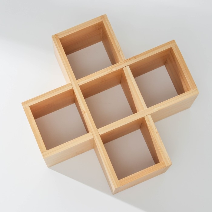 Набор банок стеклянных для сыпучих продуктов с бамбуковыми крышками «Эко», 350 мл, на подставке, 5 шт