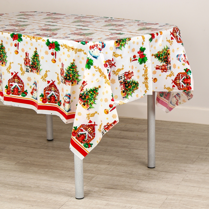 Скатерть новогодняя одноразовая «Снеговик», 180х137 см Скатерть новогодняя одноразовая «Снеговик», 180х137 см