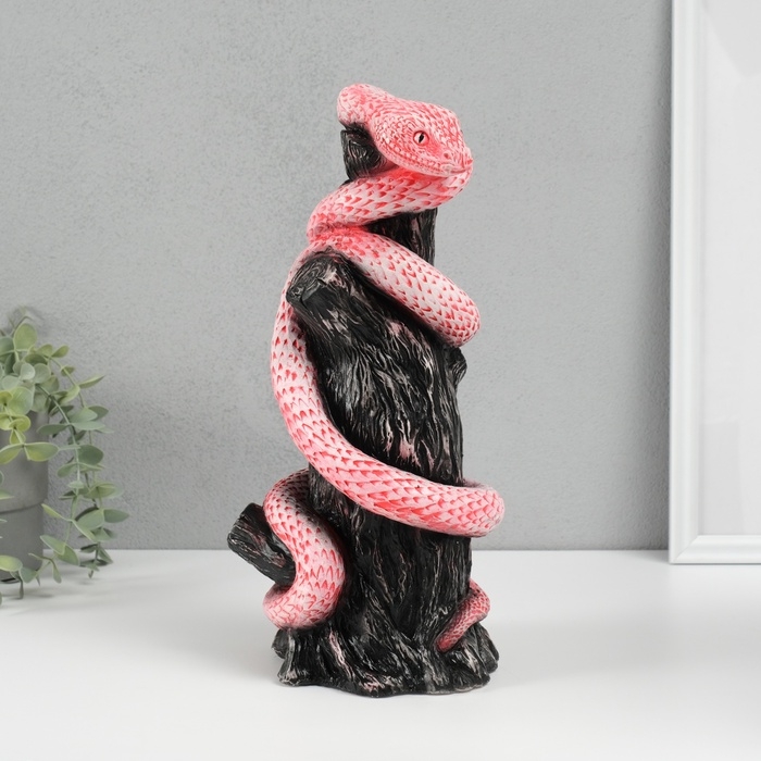 Новогодняя копилка  Новогодняя копилка "Змея на пеньке"  33 х14 х 15 см, розовый