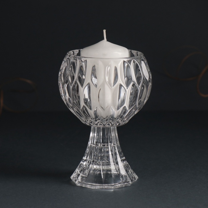 Подсвечник стекло на 1 свечу d=3 см Подсвечник стекло на 1 свечу d=3 см "Бокал шампанского" прозрачный 8х8х11 см
