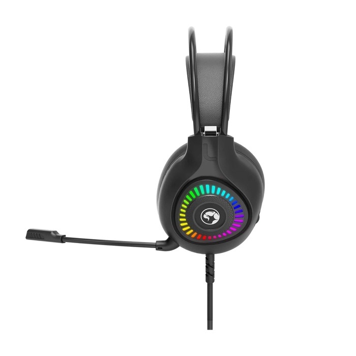 Наушники Marvo H8325, игровые, полноразмерные, микрофон, USB + 3,5 мм, 2 м, RGB, чёрные Наушники Marvo H8325, игровые, полноразмерные, микрофон, USB + 3,5 мм, 2 м, RGB, чёрные