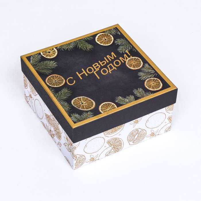Коробка квадратная Коробка квадратная "Апельсины зимние" , 19 × 19 × 10 см