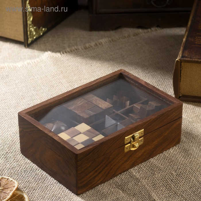 Набор головоломок 6в1, 17,5х12х6 см, дерево шишам Набор головоломок 6в1, 17,5х12х6 см, дерево шишам