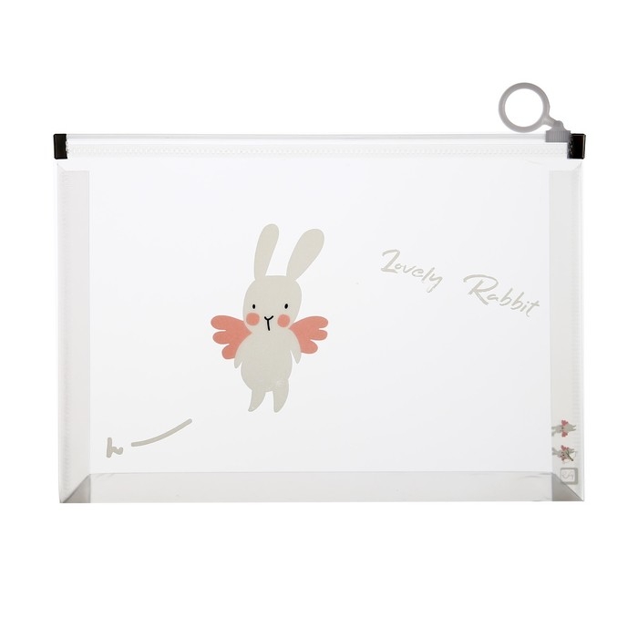 Папка-конверт на молнии формат А5, 180мкр, с рисунком Папка-конверт на молнии формат А5, 180мкр, с рисунком "Зайчик", МИКС