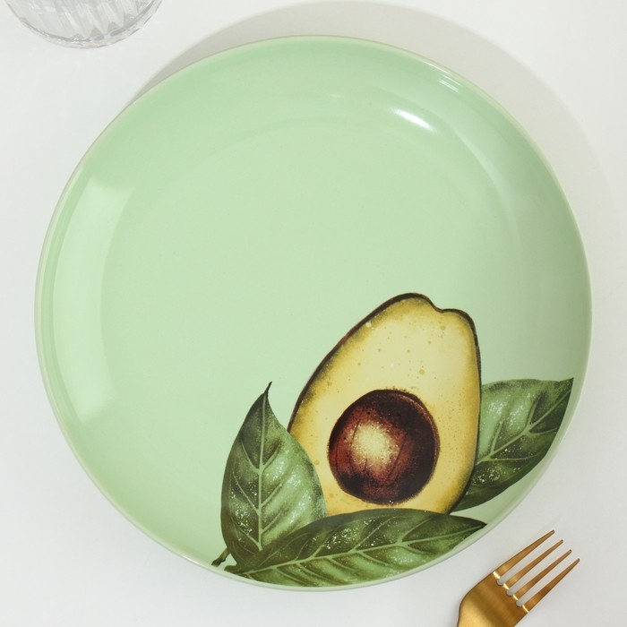 Тарелка керамическая «Авокадо», 22.5 см, цвет зелёный Тарелка керамическая «Авокадо», 22.5 см, цвет зелёный