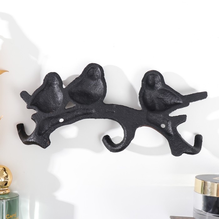 Крючки декоративные металл Крючки декоративные металл "Три птички на ветке" 23х3,5х10,5 см