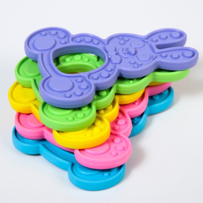 Прорезыватель силиконовый «Зайка», цвет МИКС, КНОПА Прорезыватель силиконовый «Зайка», цвет МИКС, КНОПА