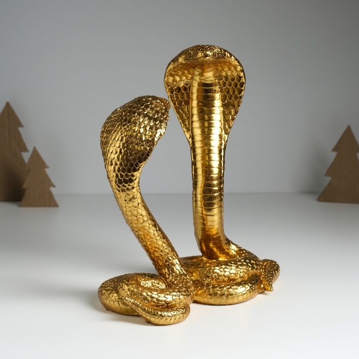 Сувенир полистоун Сувенир полистоун "Две кобры - танец" золото 20х11,5х23 см