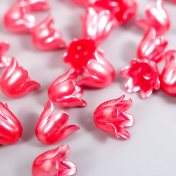 Бусины для творчества пластик Бусины для творчества пластик "Цветок ландыша жемчужный" набор 40 шт красный 1х0,9х0,9 см
