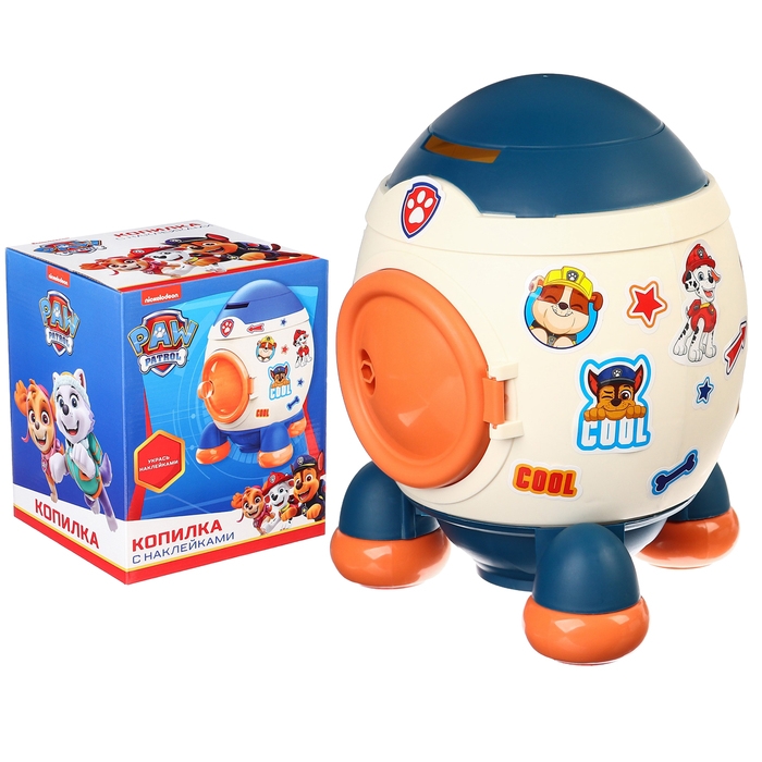 Копилка ракета с набором наклеек, 22,5 см х 18,5 см х 17,5 см Копилка ракета с набором наклеек, 22,5 см х 18,5 см х 17,5 см "Спасатели", Щенячий патруль