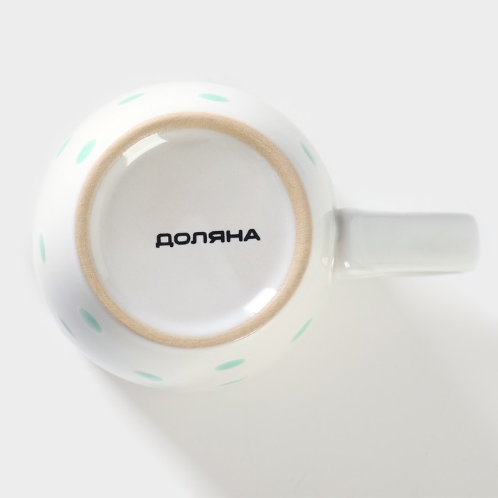 Кружка керамическая Доляна «Горох», 340 мл, цвет мятный Кружка керамическая Доляна «Горох», 340 мл, цвет мятный
