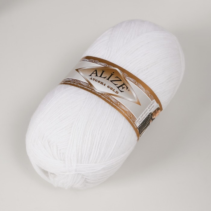 Пряжа Пряжа "Angora Gold" 20%шерсть, 80%акрил 550м/100гр (55 белый)