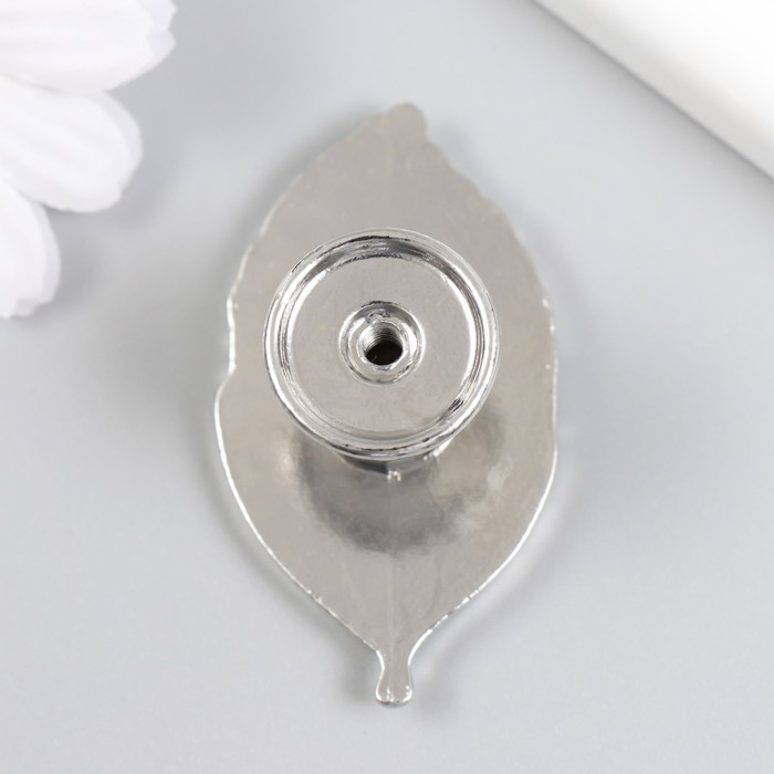 Ручка для шкатулки металл Ручка для шкатулки металл "Лист" серебро 5,2х2,8 см